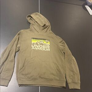 Under Armour Men's Green Hoodie with Mountain Graphic